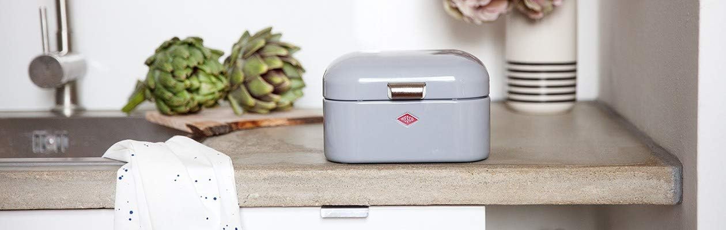 Wesco 235 001 Mini Grandy coș pentru pâine 17 x 18 x 12 cm (L/W/H) roz, oțel inoxidabil Cutii depozitare alimente Naty Shop