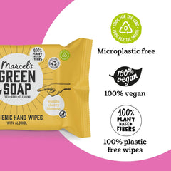 Șervețele umede igienice pentru mâini Marcel's Green Soap, pachet de 60 - Vanilie și floare de cireș - Pe bază de plante - Ecologice