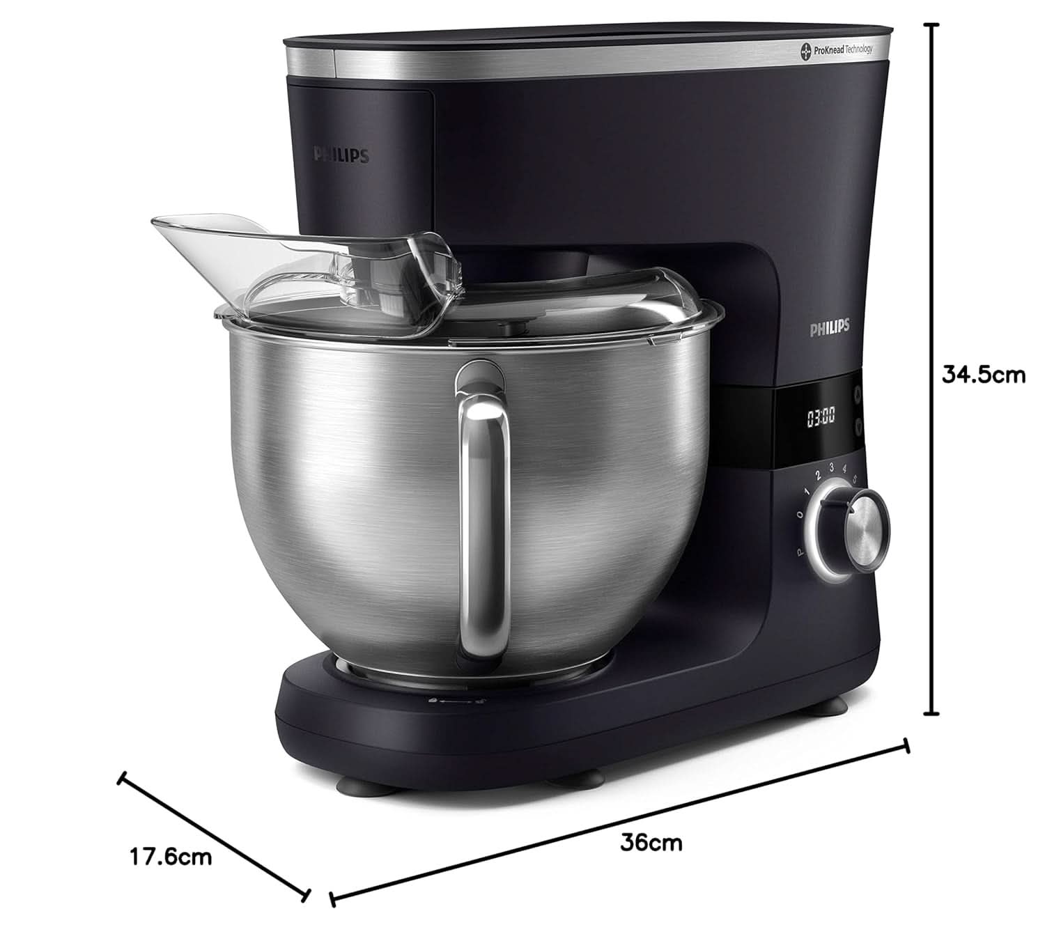 Philips 7000 Series Küchenmaschine - 5,5 Liter, 1000 Watt, 8 Geschwindigkeitsstufen, Proknead Technologie, Rezepte, LED Smart Timer, Knethaken, Schneebesen Und Rührbesen (HR7962/01) Mama si Copilul Naty Shop