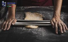 INOXLM Sucitor din oțel inoxidabil pentru aluat de zahăr, pâine de bucătărie, pizza, bomboane, tort (fără capac)