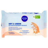 Șervețele umede demachiante NIVEA Baby Moisturizing Cleansing Wipes Soft & Cream, 57 bucăți, pentru o piele curată, uscată și hidratată, șervețele umede pentru bebeluși cu lapte de migdale și vitaminele B5, C și E