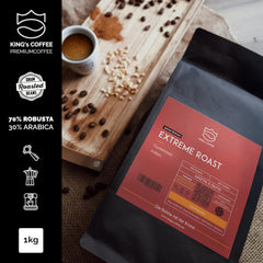 KING'S COFFEE - PRĂJIRE EXTREMĂ - Boabe de Espresso Intenso - aciditate foarte scăzută - prăjire în loturi mici din Italia - boabe de cafea pentru aparate complet automate și aparate cu portafiltru - 1 kg