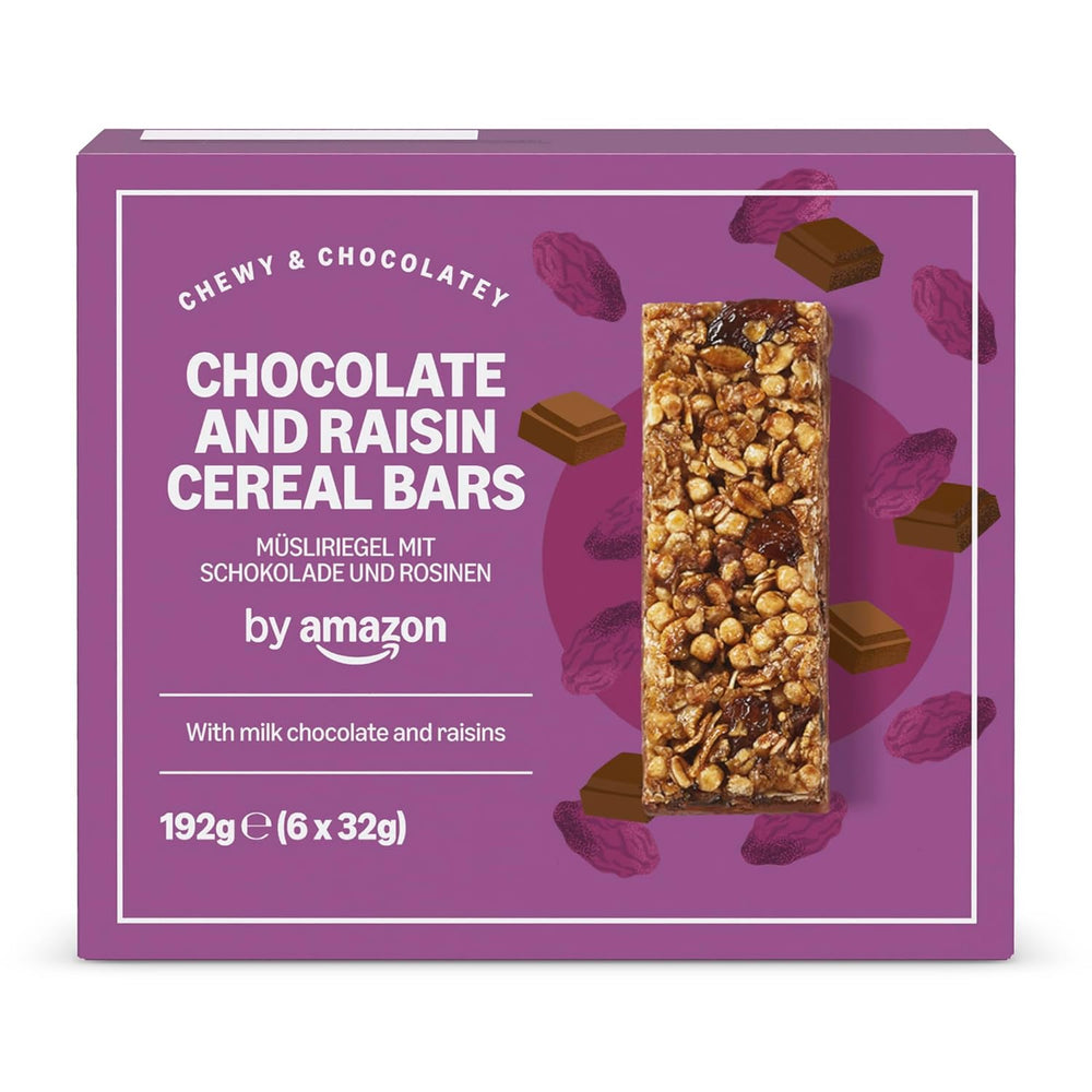Baton Muesli cu ciocolată și stafide de la Amazon, 192g