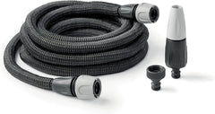 GF SRL, Aquapop Grey Easy 10, furtun împletit autoextensibil de 10 metri, fabricat în Italia, cu mini pulverizator de grădină și conectori pentru irigarea grădinii, gri închis