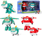 Super Wings 5" Transforming Characters 2-Pack Transforming Supercharged Jett + Tino, jucărie Transformer pentru băieți și fete de peste 3 ani, roșu Action figures Naty Shop Jett Tino