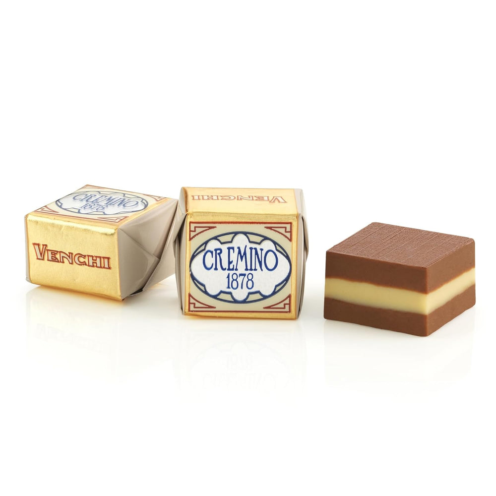 Venchi - Cremini 1878 - Ciocolată cu trei straturi cu gianduja cu lapte și pastă de migdale, „Alune Piemonteze IGP”, 1 kg, fără gluten, fără coloranți și fără conservanți