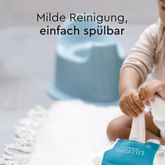 Șervețele umede pentru toaletă LILLYDOO, 720 bucăți (12 x 60), șervețele 100% fără plastic, de aruncat la toaletă, fără parfum