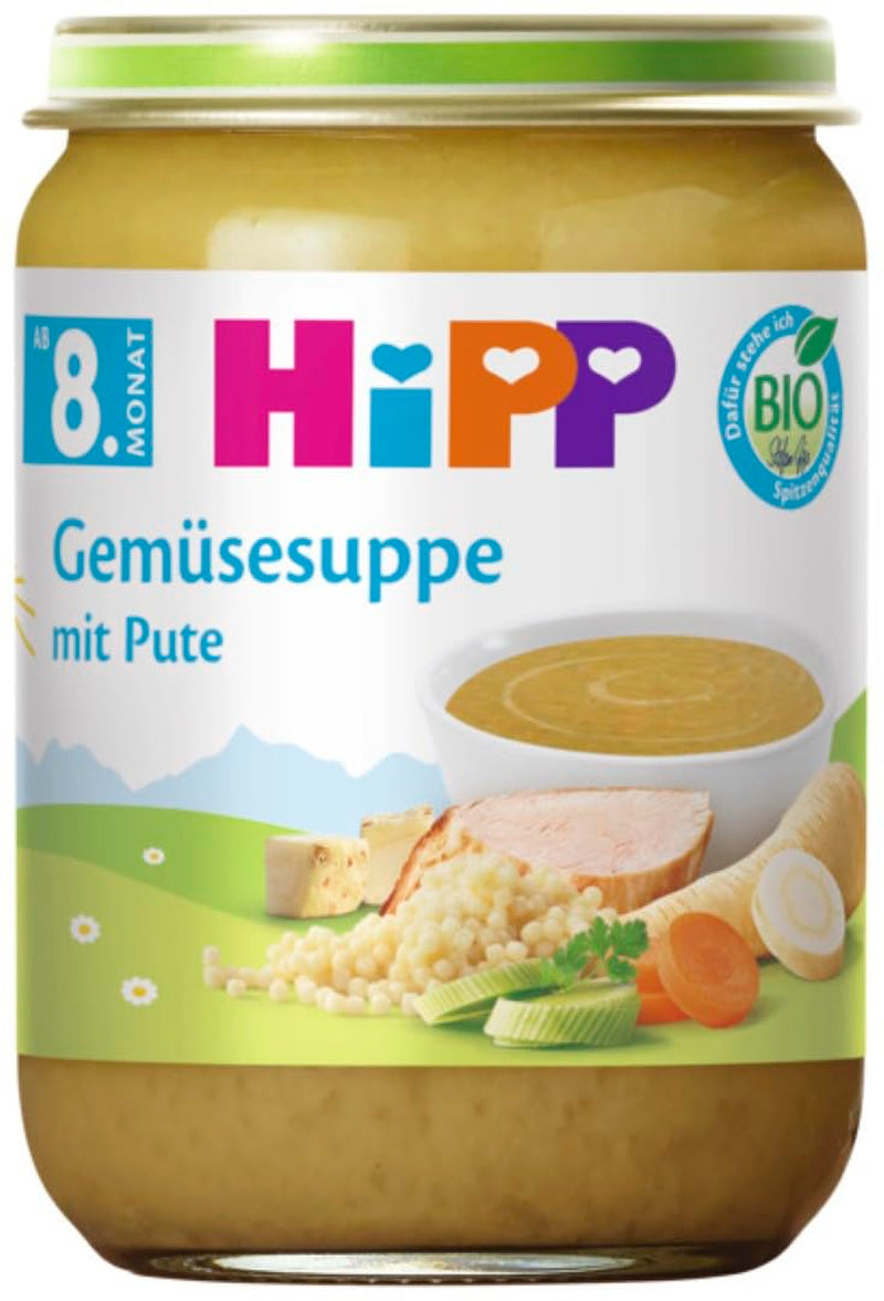 Supă organică Hipp de la 8 luni Supă de legume cu curcan, 190G, 6 pachete (6X190G) Mama si Copilul Naty Shop Default Title