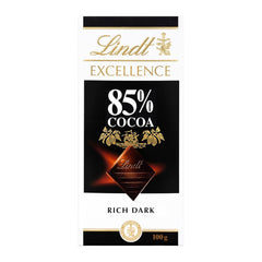 Lindt Ciocolată | Baton EXCELLENCE 85% Cacao | 100g | Ciocolată Extra Neagră | Baton de Ciocolată Vegană