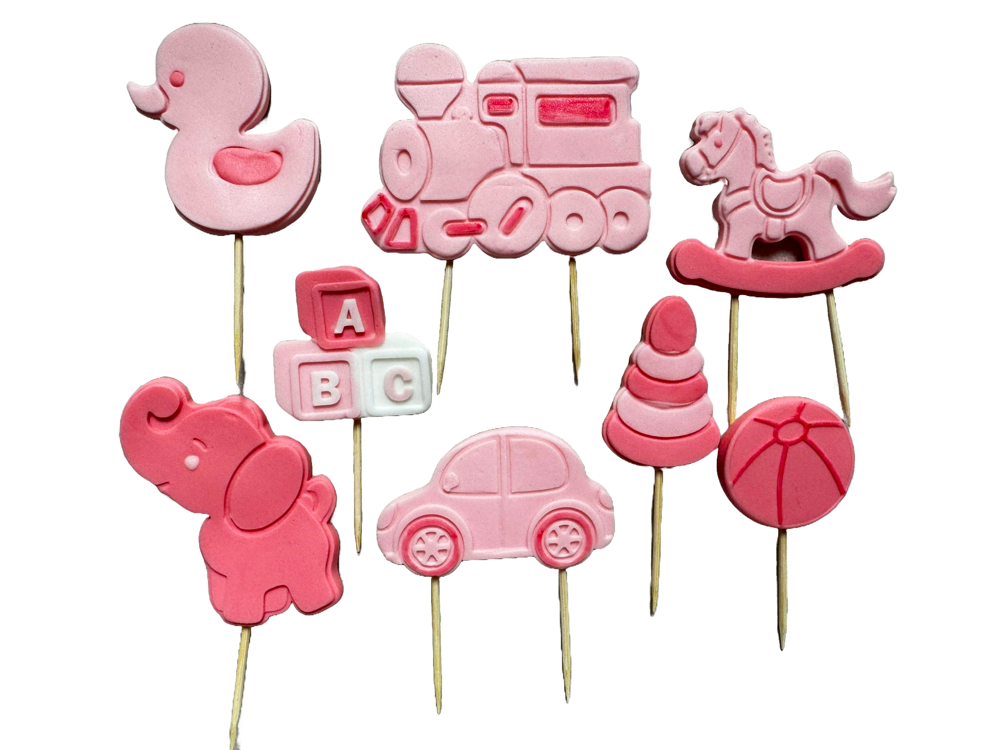 Set 8 decoratiuni comestibile din zahar, Jucarii Decoratiuni din Pasta de Zahar Naty Shop