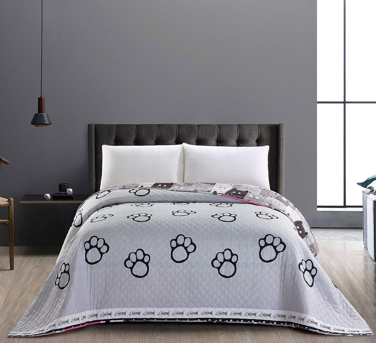 Decoking 32350 Cuvertură de pat 220X240 Cm Cuvertură de pat din microfibră cu două fețe ușor de întreținut Bej Maro deschis Maro cacao Gri Oțel Antracit Grafit Negru Alb Roz Pisici Invazia pisicilor Paturi si Cuverturi Besuche den DecoKing-Store