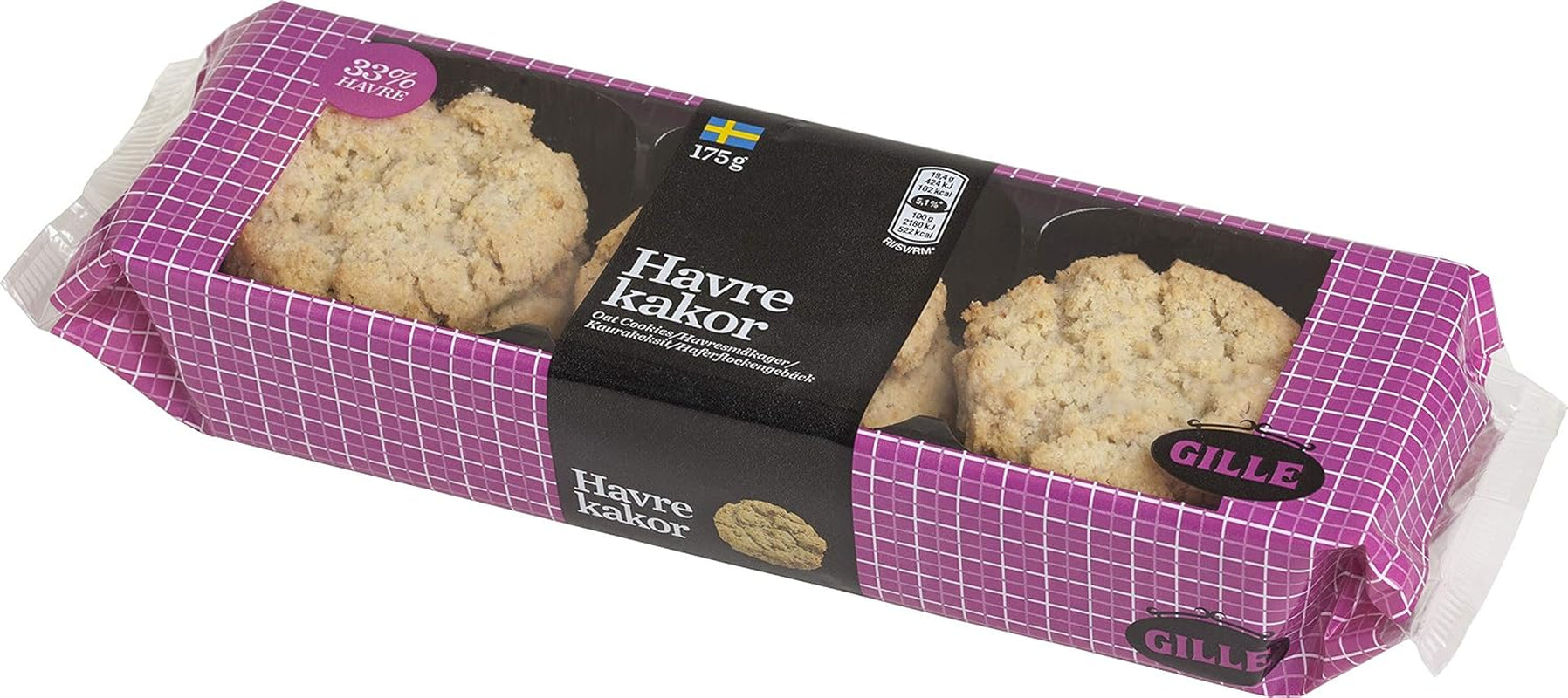 Biscuiți suedezi cu ovăz Gille, 175 g (1 pachet)