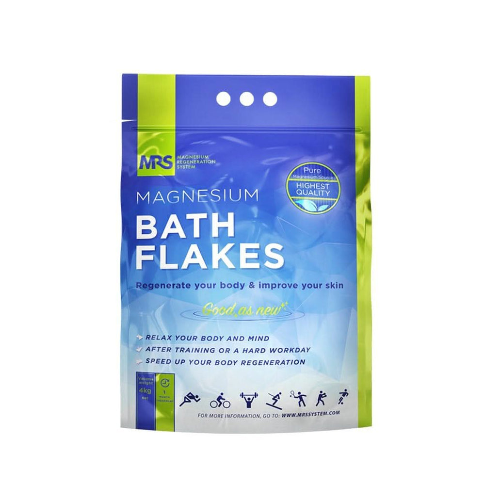 MRS fulgi de clorură de magneziu 100% naturali - săruri de baie ideale pentru o baie de picioare, baie completă și împotriva deficienței de magneziu - 4 Kg Duș și baie Naty Shop