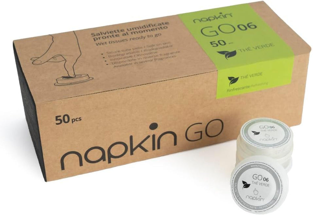 Go NPKGO00612 Capsulă de șervețele de curățare cu ceai verde, viscoză, alb, pachet de 12