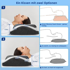 Pernă ortopedică, pernă ergonomică pentru gât, pernă pentru cap, pernă din spumă de memorie originală pentru părți laterale, sprijin pentru spate și stomac, pernă de sprijin pentru gât pentru bărbați, femei (67.3 X 38.2 X 13.8/3Cm) Perne ortopedice cervicale Naty Shop