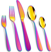 Set de tacâmuri din oțel inoxidabil, 30 sau 60 de piese Bucatarie Naty Shop Curcubeu 30 de piese