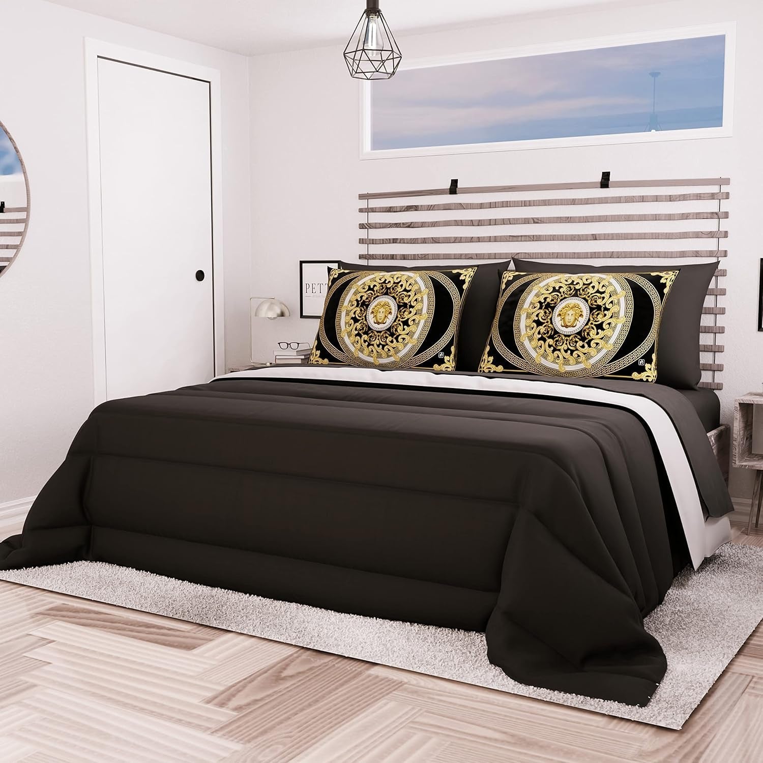 PETTI Artigiani Italiani - Cuvertură de iarnă pentru pat dublu, maxi, monocoloră, față-verso, alb, gri, 100% Made in Italy Plapumi si pilote Naty Shop Negru Piazza E Mezza Maxi (240X260 Cm)