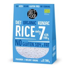 DIET-FOOD Orez instant organic Shirataki Konjac, cu conținut scăzut de carbohidrați, cu conținut scăzut de calorii, vegan, fără grăsimi, fără soia, fără gluten, keto-friendly, pentru slăbit, 300 de grame