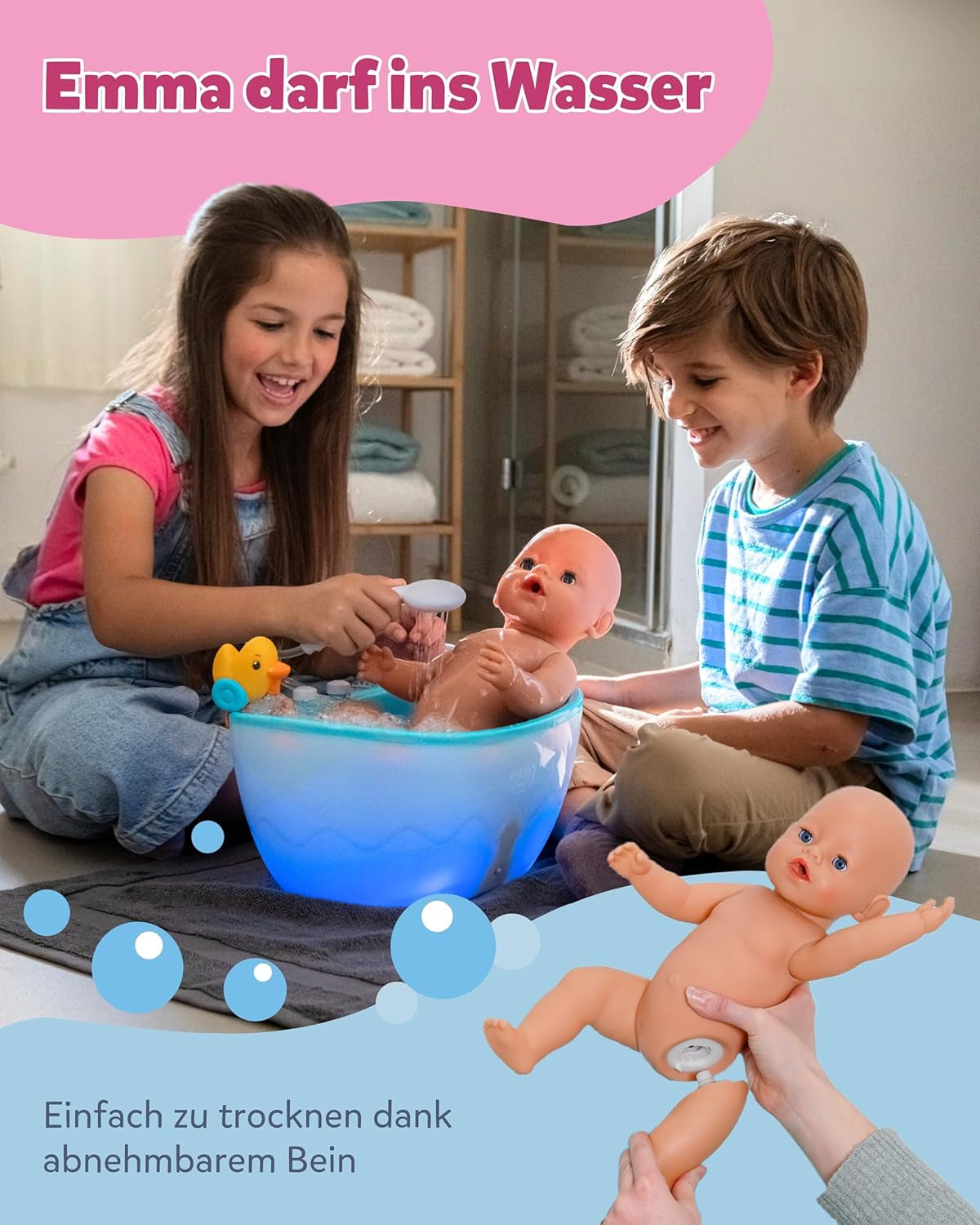 BABY Born Emma - Păpușă de 43 cm înălțime - 10 funcții Inclusiv accesorii și rochiță - Funcționează complet fără baterii - Potrivit pentru copii cu vârsta de 3 ani și peste Papusi Naty Shop