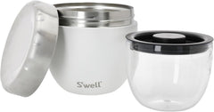 Bol pentru mâncare Eats 2 în 1 cu capac cu șurub, 636 ml, piatră de lună, sticlă pentru mâncare izolată triplu și etanșă pentru până la 11h rece/7h caldă în timpul călătoriilor Cutii depozitare alimente Naty Shop