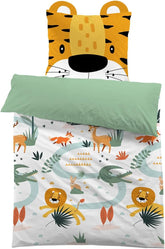 Lenjerie de pat microfibră 3D, animale, unisex Lenjerie de pat - copii Naty Shop Leu cu urechi 135×200+80×80