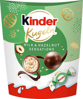 Bile Kinder Milk & Hazelnut Sensations 90g – Bile de ciocolată cu lapte cu umplutură cremoasă de lapte și bucăți de alune – Ciocolată de Paște, dulciuri de Paște – Cadou și suvenir de Paște