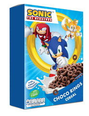 Cereale Sonic Choco Rings, inele de ciocolată din grâu, ovăz și porumb pentru micul dejun perfect, cu vitamine adăugate, 1 pachet (1 x 350g)