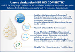HiPP 2 Organic Combiotik (4 x 600g), lapte de continuare după 6 luni, cu amidon, culturi naturale de acid lactic, GOS, Omega-3 (DHA, ALA), de cea mai bună calitate organică