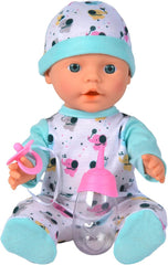 New Born Baby kleiner Elefant, Vollvinylpuppe mit Trink und Nässfunktion, Flasche und Schnuller, 30cm, ab 2 Jahren, Grau