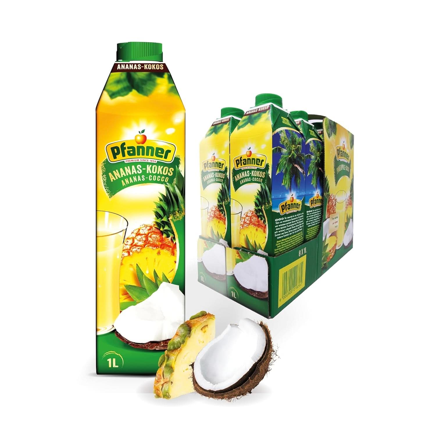 Pfanner Nectar de fructe cu căpșuni (8 X 1 litru) - 30 % conținut de fructe - băutură de căpșuni Naty Shop Ananas si Cocos