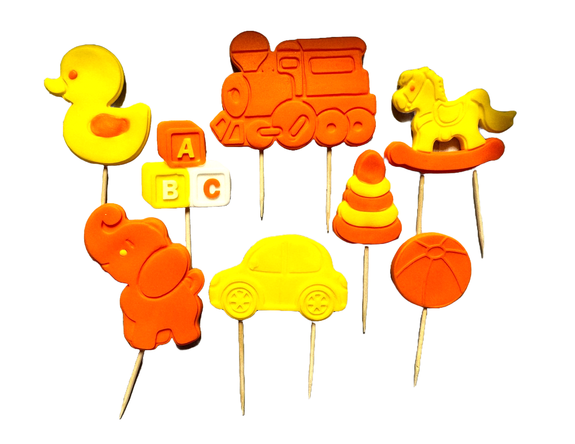 Set 8 decoratiuni comestibile din zahar, Jucarii Decoratiuni din Pasta de Zahar Naty Shop