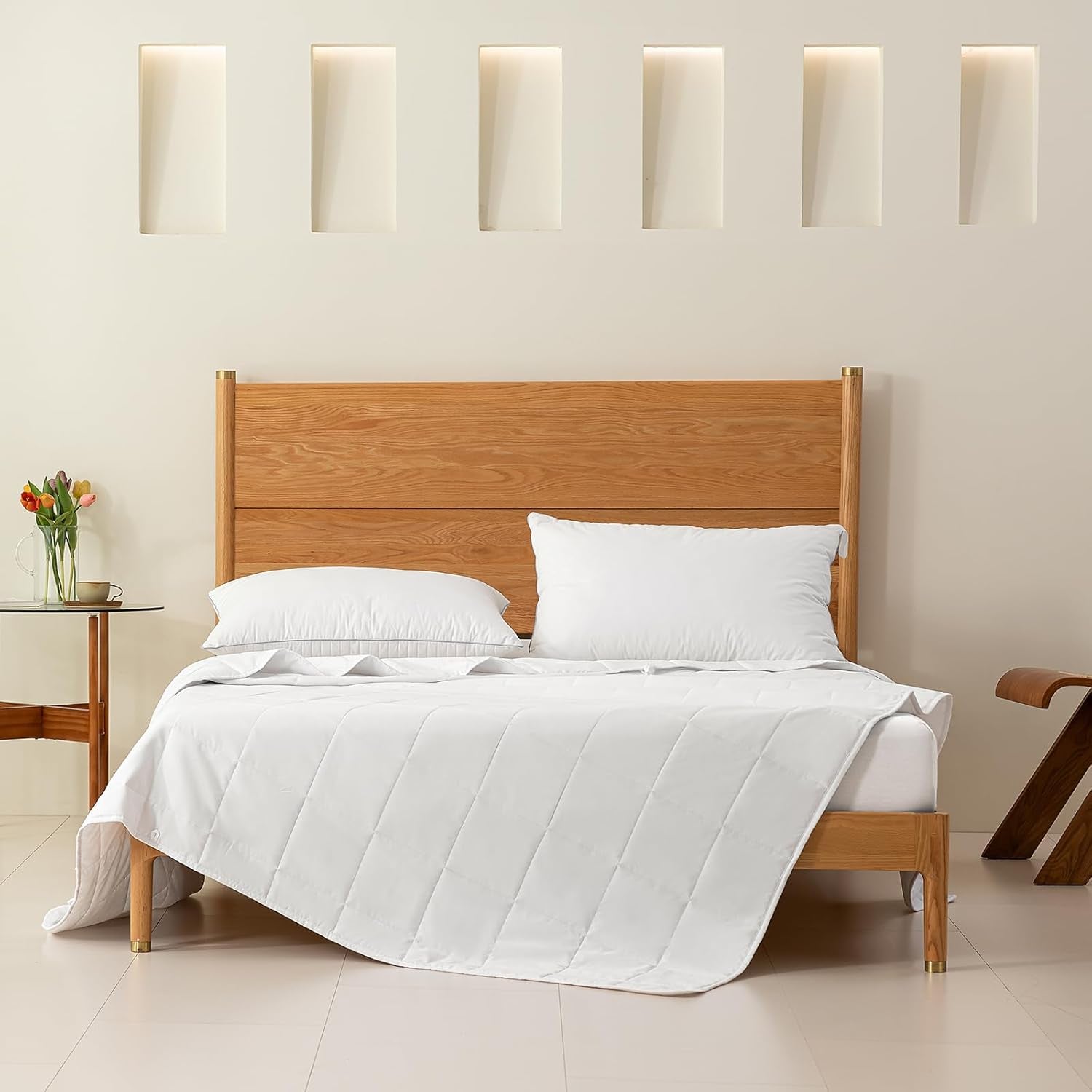 Good Nite Double Duvet, 4.5 Tog, Summer Duvet, Double Duvet, White, Quilt, Poliester, Soft And Lightweight And Machine Washable With Corner Bands (Double Bed 200 X 200 Cm) Plapumi si pilote Naty Shop