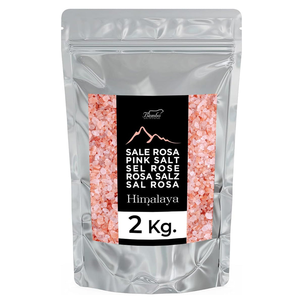 Bembo Himalayasalz Rosa grob 2 kg – Naturbelassenes Kristallsalz & Steinsalz aus Pakistan (Khewra Salzmine) – Reines Speisesalz für die Mühle – Ohne Zusätze, ohne Rieselhilfe, unraffiniert.