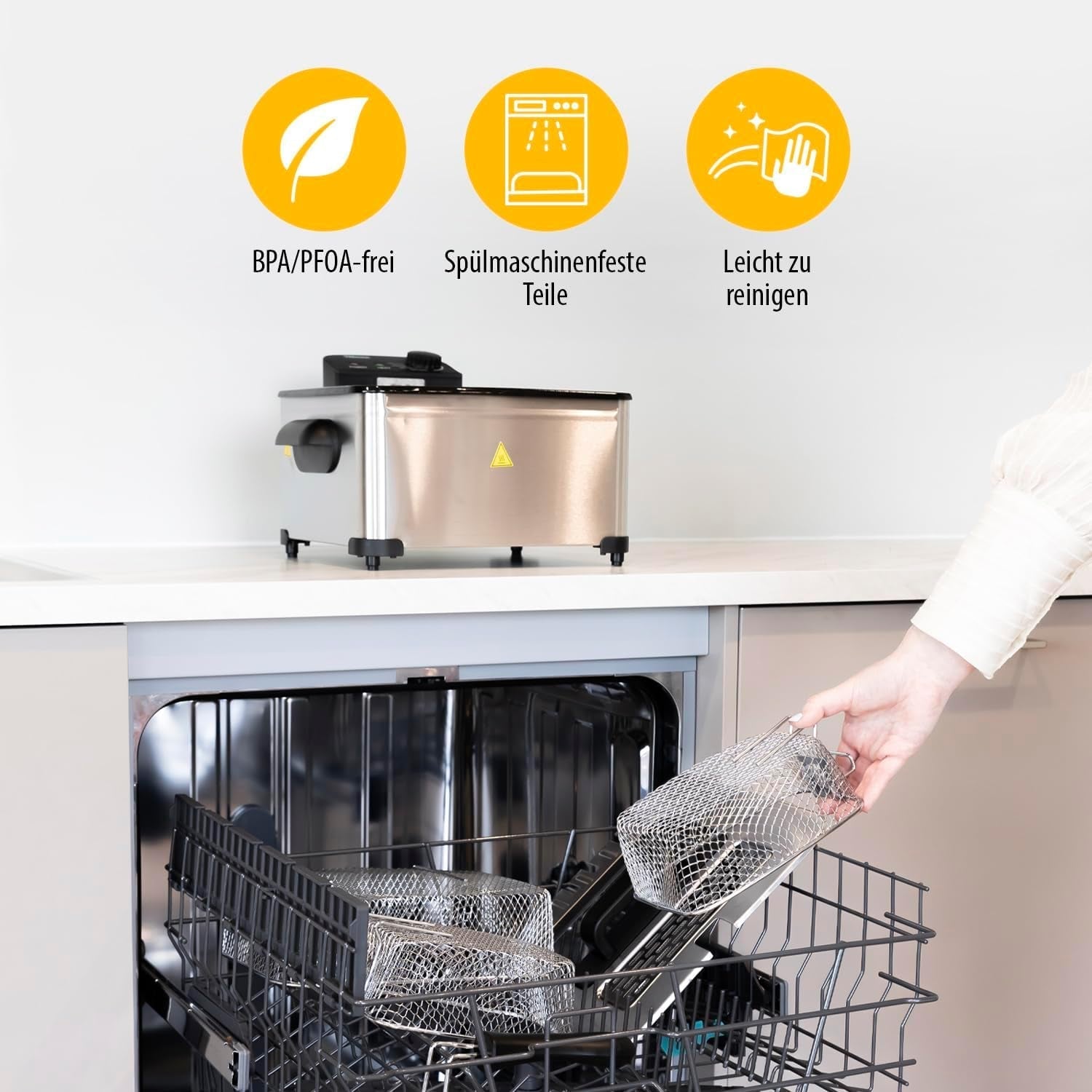 Friteuză Tristar, 1 coș mare și 2 coșuri mici, termostat reglabil, zonă de răcire, 5 litri, 2000 W, FR-6949 Electrocasnice Naty Shop