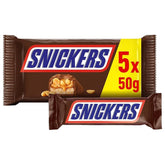 Baton de ciocolată Snickers, arahide, caramel, un pachet de 5 batoane | Gustare fotbal | (1 x 5 x 50 g)