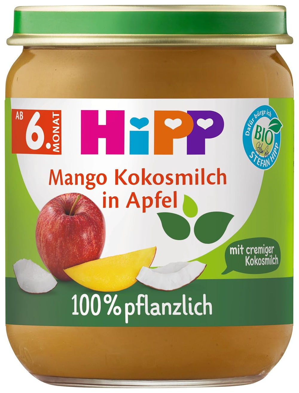 Lapte de cocos cu mango și mere organice HiPP, pachet de 6 (6 x 160g)