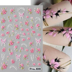 5Pcs Geprägte Gänseblümchen Nagelsticker Selbstklebend Blumen Nagelaufkleber Gänseblümchen Schmetterling Nagel Sticker Nageldesign Aufkleber Nägel Zubehör Blume Nail Sticker Flower Nail Art Stickers