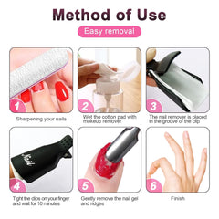 Hanyousheng Nagellackentferner Clips, Nagel Clips,10 Stück Schwarz Nagelclips, Nagel Klammer, Nails Art Gel Cap, Soak off Clip Cap UV Gel Poliermittel Entferner Wrap Nail Tool