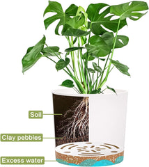 Ghiveci de flori set de 2 12,7 cm, ghivece pentru plante de interior cu găuri de drenaj și bază detașabilă, farfurioare decorative moderne pentru jardiniere de grădină de exterior (alb 12,7 cm)