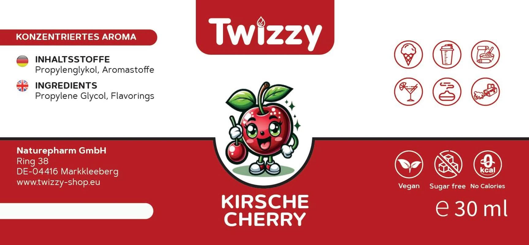 Twizzy, Aroma concentrata Cirese, 30 ml Arome Naty Shop