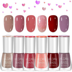 Set de ojă cu 6 piese - Oja roșie strălucitoare cu uscare rapidă și de lungă durată - Oja pe bază de apă non-toxică pentru saloane DIY, cadou de manichiură (Colorat A)