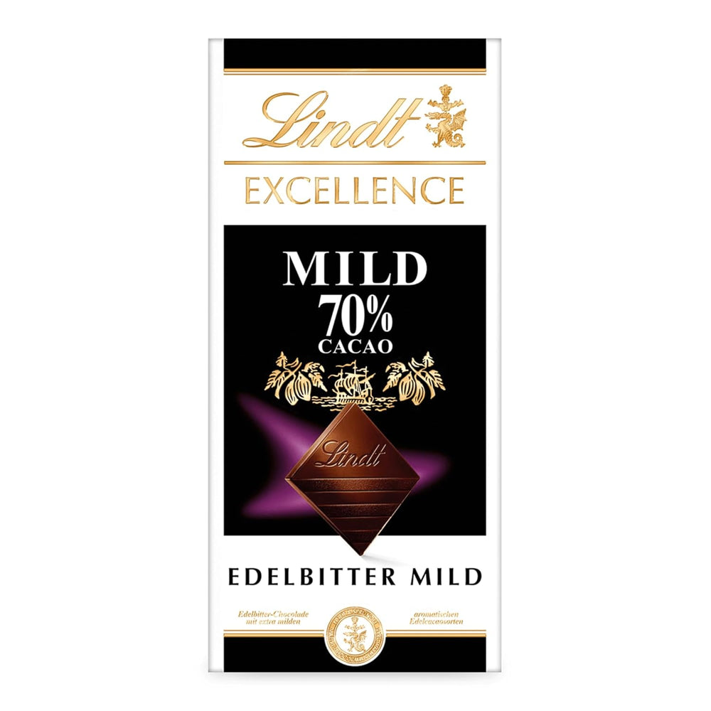 Lindt Ciocolată | EXCELLENCE Mild Baton 70% | 100g | Ciocolată neagră blândă cu aromă intensă de cacao | Baton de ciocolată vegan
