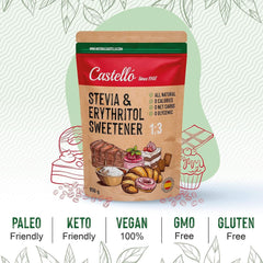 Stevia + Eritritol 1:3 Îndulcitor,1G = 3G Zahăr, 850 grame Indulcitori Naty Shop