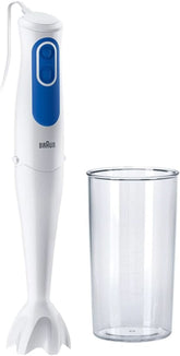 Braun Multiquick 3 MQ 3000 Smoothie+ Stabmixer – Pürierstab Mit 2 Geschwindigkeiten, Powerbell plus Und Splashcontrol-Technologie, 700 Watt, Inkl. 600 Ml Mix- & Messbecher, Blau/Weiß Bucatarie Naty Shop Mq 3000 - Mixfuß Aus Kunststoff