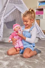 Simba 105140060 - Laura Kitzel Baby, Weichkörperpuppe mit Regenbogenstrampler, macht 25 Babylaute, 38cm, Babypuppe ab 2 Jahre