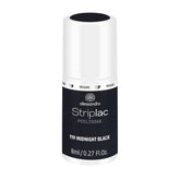 Oja UV alessandro Striplac Midnight Black – Delicată și de lungă durată – Îndepărtare ușoară datorită tehnologiei de îndepărtare peel-off – Vegană și cruelty-free – 8 ml