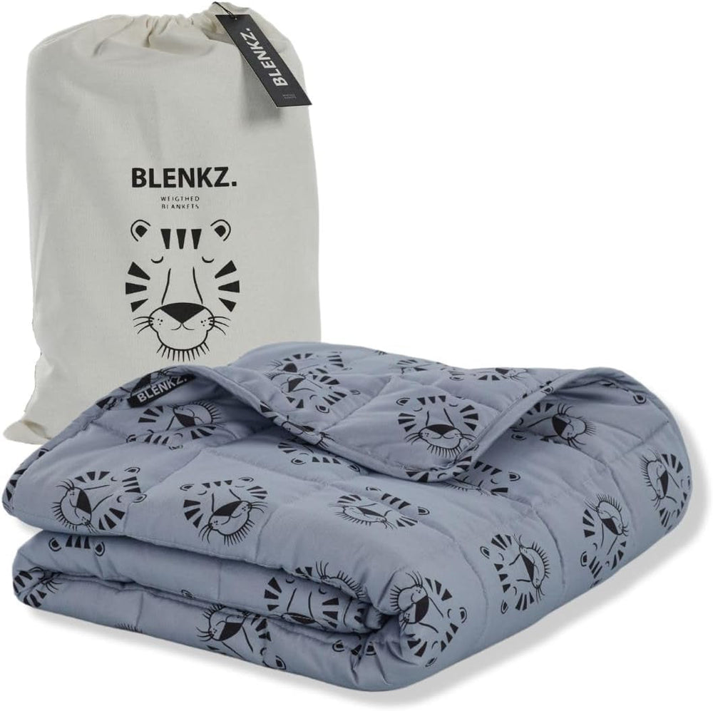 Pătură ponderată pentru copii | 3.5 Kg | 100X150Cm | Pătură de terapie | Pături ponderate | Pătură grea (față de tigru albastru, 3.5Kg-100X150 Cm) Paturi si Cuverturi BLENKZ. Față de tigru albastru 3,5Kg-100X150 Cm