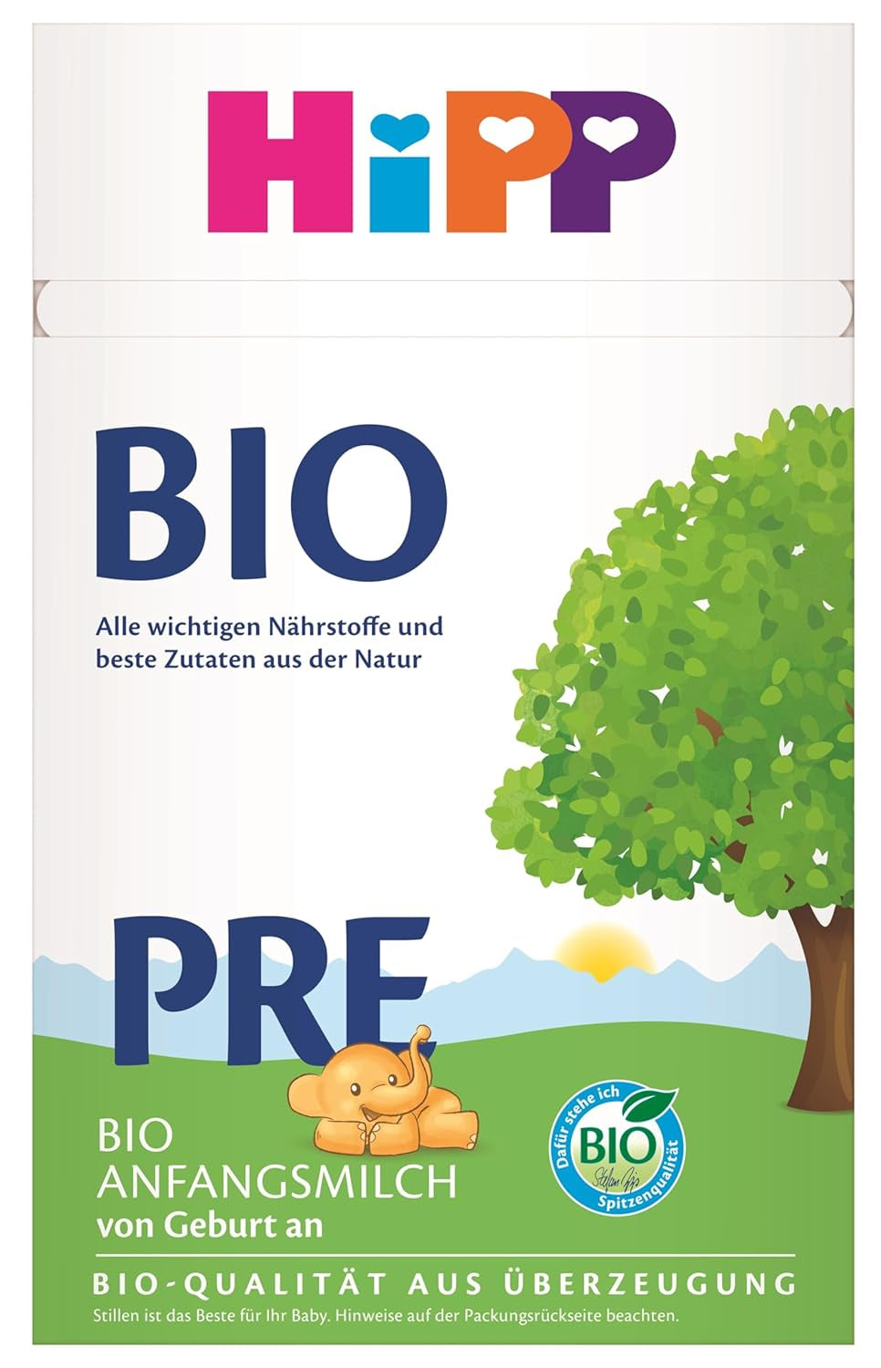 Lapte pentru sugari organic HiPP PRE (4 x 600g), de la naștere, conține doar lactoză ca și carbohidrat, de cea mai bună calitate organică