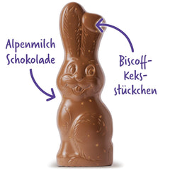 Milka Smiling Bunny Biscoff – delicat iepuraș de Paște cu ciocolată și bucăți de biscuiți Lotus Biscoff – 95g