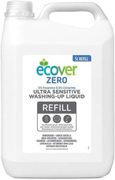 Ecover Zero Hand Dishwashing Liquid (5 L), Lichid de spălat vase sustenabil cu agenți tensioactivi din zahăr fără parfumuri, puternic degresant Detergenti Bucatarie Naty Shop 5 litri